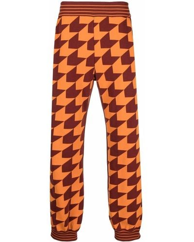 Marni Pantaloni sportivi con motivo chevron jacquard - Arancione
