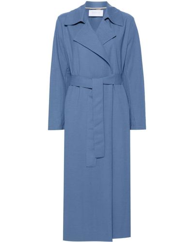 Harris Wharf London Manteau long à taille ceinturée - Bleu
