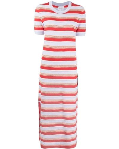 Barrie Striped Knitted Midi Dress - Red