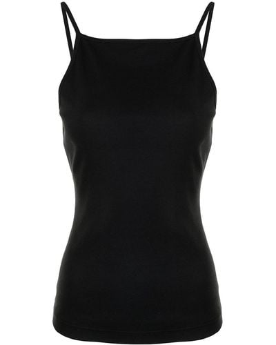 GOODIOUS Ribbed Square Neck Camisole - Black