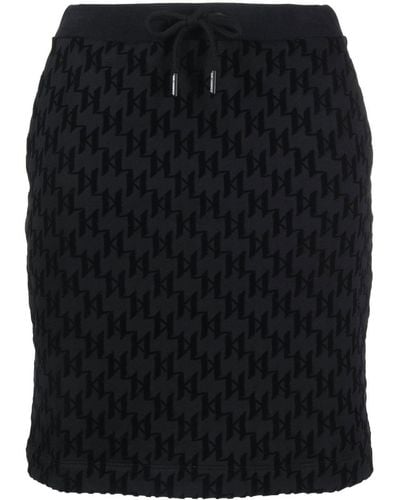 Karl Lagerfeld Monogram-pattern Drawstring Skirt - Black