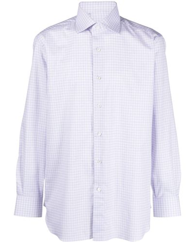 Brioni Plaid-check Cotton Shirt - White