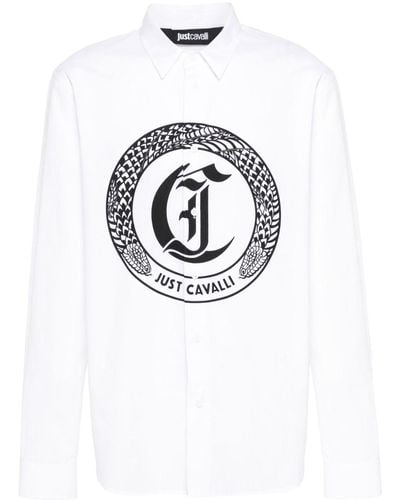 Just Cavalli Hemd mit Gothic Snake-Print - Blau