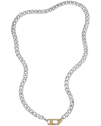 DIESEL Dx1343 Logo-plaque Necklace - White