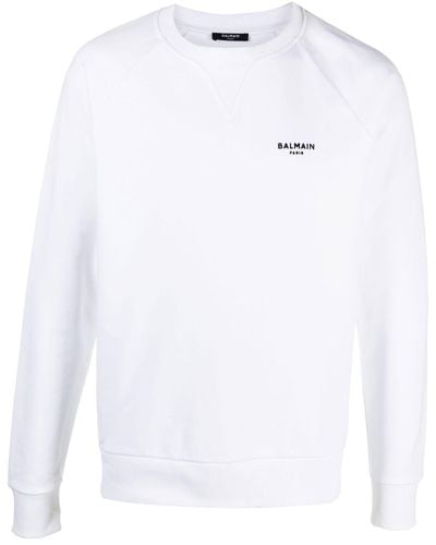Balmain Flocked-logo Sweatshirt - White
