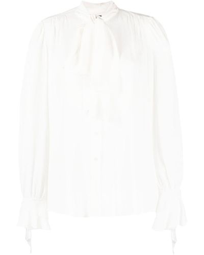 Pinko Camicia drappeggiata con fiocco - Bianco
