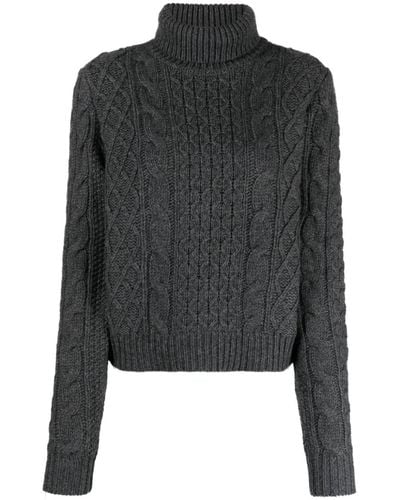 Nili Lotan Roll-neck Cable-knit Sweater - Black