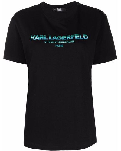 Karl Lagerfeld アドレスロゴ Tシャツ - ブラック