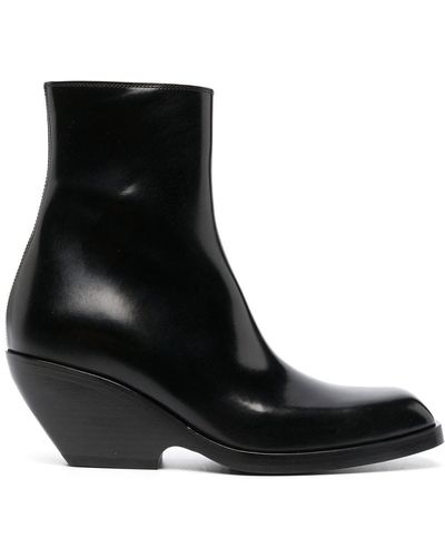 Khaite Morgan Leather Ankle Boots - Black