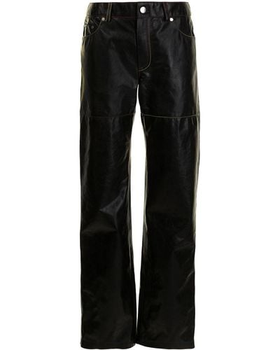 Peter Do Contrast-stitching Leather Pants - Black