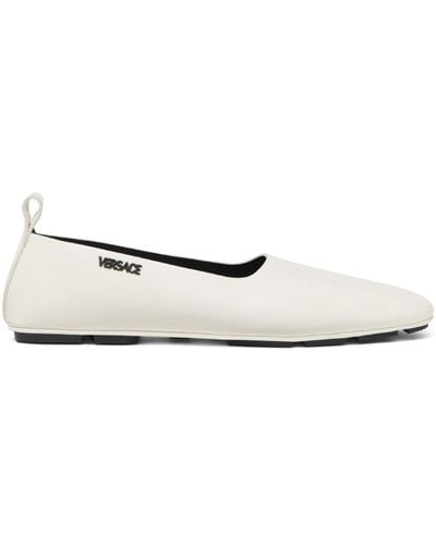 Versace Villa Leather Driver Shoes - White