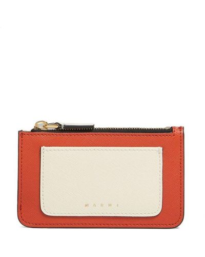 Marni Saffiano Leather Colour-block Wallet - White