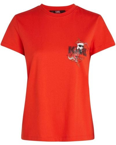 Karl Lagerfeld Camiseta Year of the Dragon Ikonik - Rojo