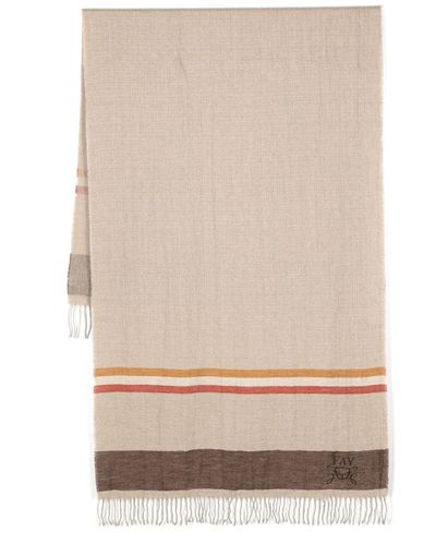Fay Stripe-detailing Linen Stole - Natural