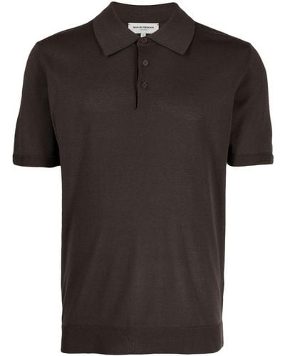 MAN ON THE BOON. Short-sleeve Knitted Polo Shirt - Black