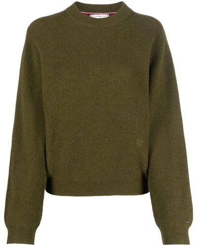 Tommy Hilfiger Logo-plaque Ribbed Sweater - Green