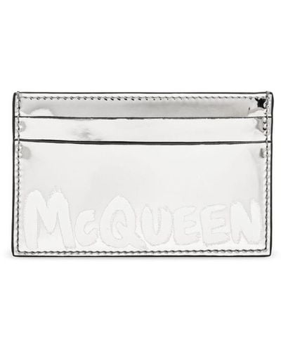 Alexander McQueen Logo-print Silver-tone Card Holder - White