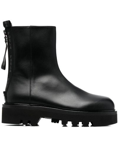 Furla Rita Leather Ankle Boots - Black