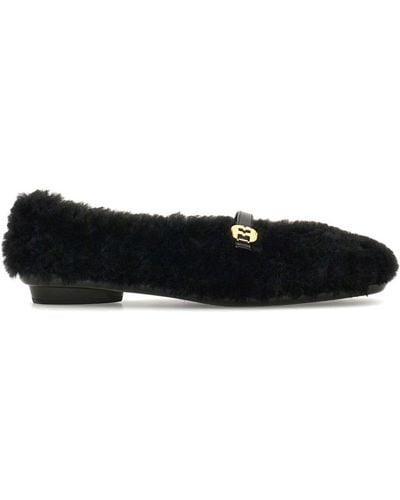 Ferragamo Fluffy Ballerina Shoes - Black