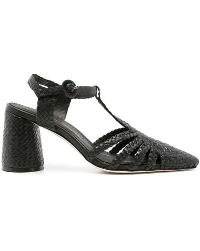 Sarah Chofakian 85mm Braided Leather Sandals - Black