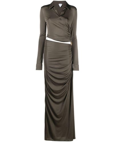 Bottega Veneta Cut-out Jersey Maxi Dress - Gray