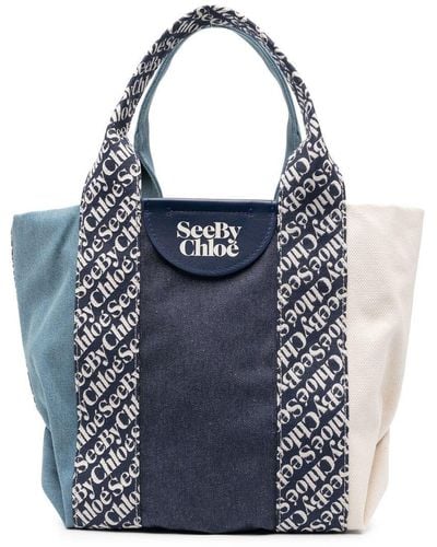 See By Chloé Laetizia Logo-print Tote Bag - Blue