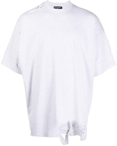 Balenciaga T-shirt Repaired à coupe oversize - Blanc