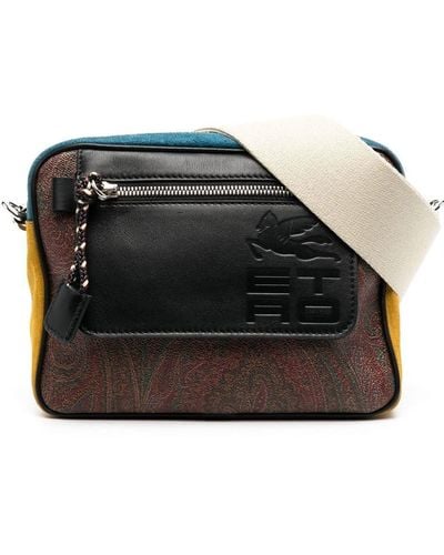 Etro Paisley-print Colour-block Shoulder Bag - Black