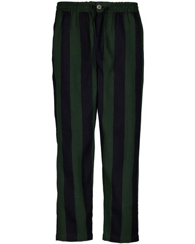 Marrakshi Life Striped Cotton Trousers - Black