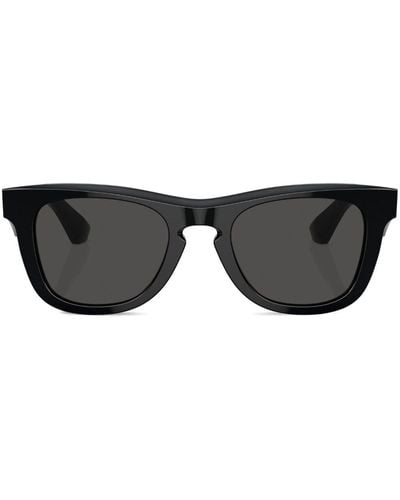 Burberry Eckige Sonnenbrille mit Logo-Schild - Schwarz