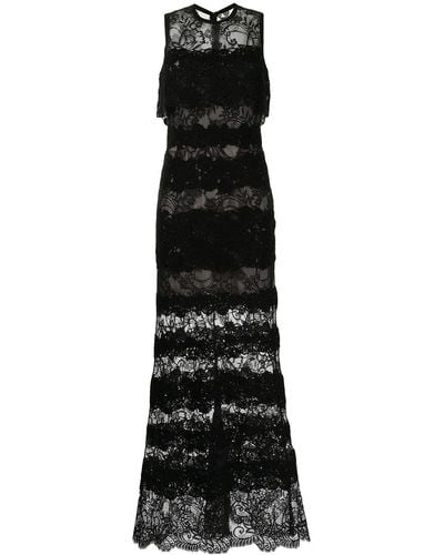 Elie Saab Macrame Lace-panelled Sleeveless Gown - Black