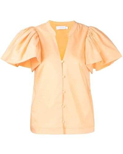 Jonathan Simkhai Blouse Met Pofmouwen - Oranje