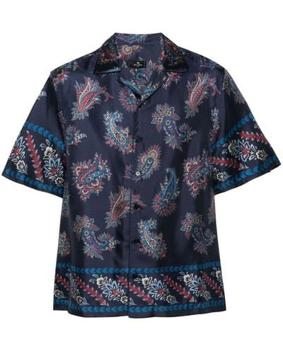 Etro Paisley-print Silk Shirt - Blue