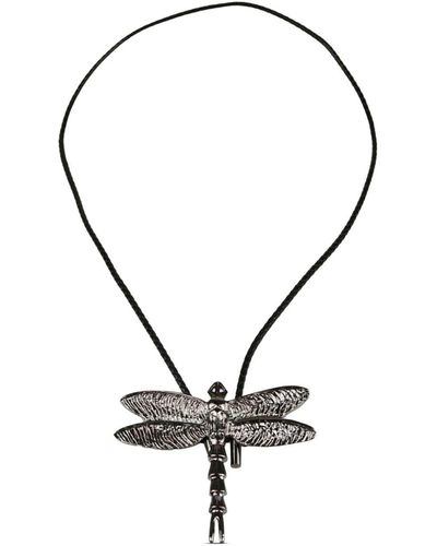 Yohji Yamamoto Dragon-fly Leather Necklace - Metallic
