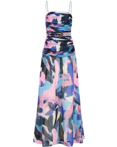 Rebecca Vallance Ruched Belted Maxi Dress - Blue