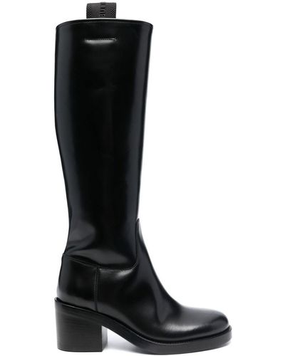 Buttero Leather 65mm Long Boots - Black