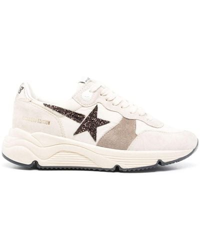 Golden Goose Glitter Star-patch Suede Sneakers - Natural