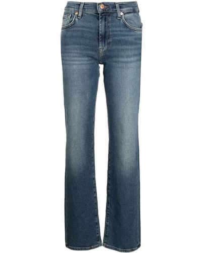 7 For All Mankind Ellie Mid Waist Straight Jeans - Blauw