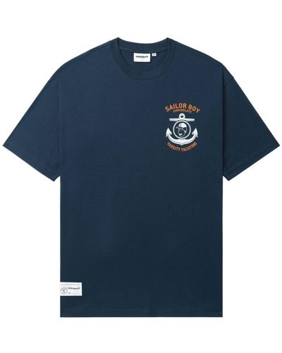 Chocoolate T-shirt en coton mélangé à imprimé ancre - Bleu