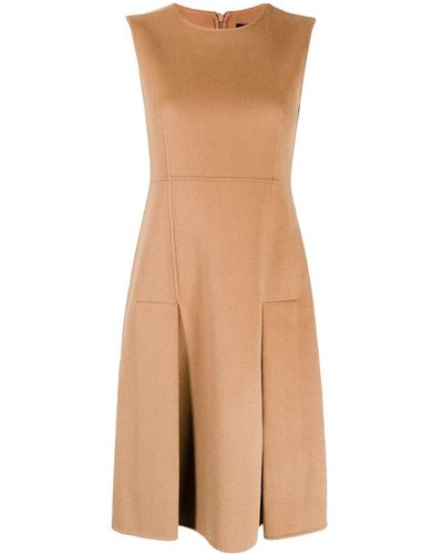Paule Ka Sleeveless Pleated-skirt Dress - Brown