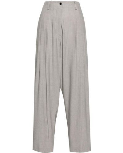 Quira Pleat-detail Wide-leg Pants - Grey