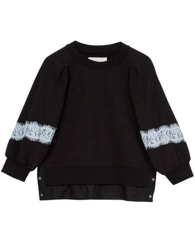 3.1 Phillip Lim Lace-detail Cotton Sweatshirt - Black