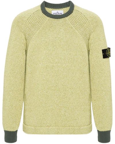Stone Island Colourblock Cotton Sweater - Yellow