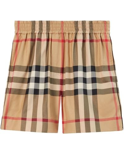 Burberry Vintage Check-pattern Cotton Shorts - Natural