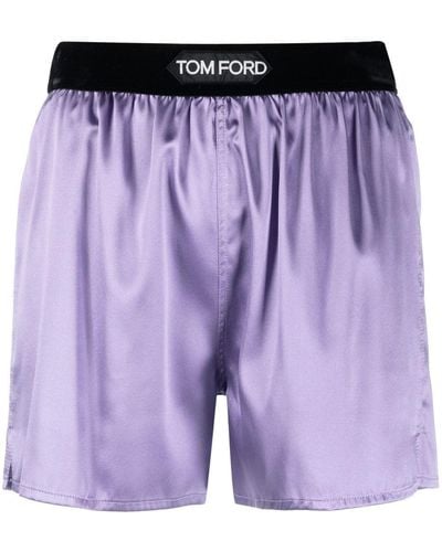 Tom Ford Pantaloncini con fascia elastica e logo - Viola