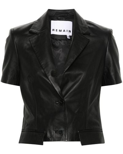 Remain Cropped Leather Jacket - Black