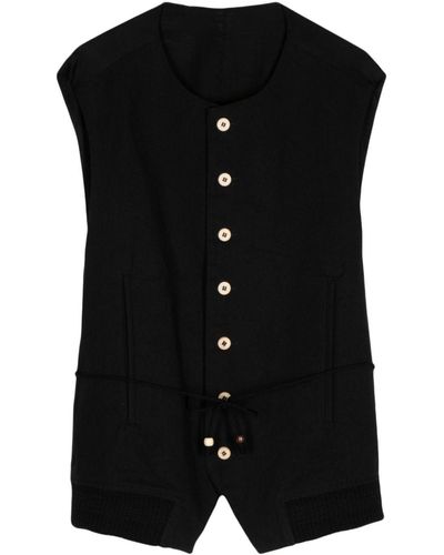 Magliano Belted Cotton-blend Waistcoat - Black