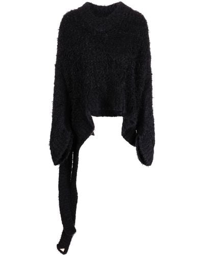 The Attico Open-knit V-neck Sweater - Black