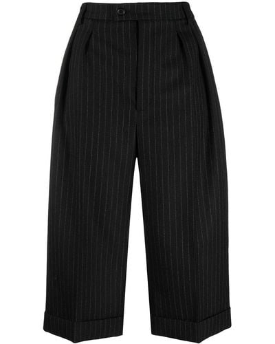 Saint Laurent Pantalones cortos de vestir a rayas diplomáticas - Negro