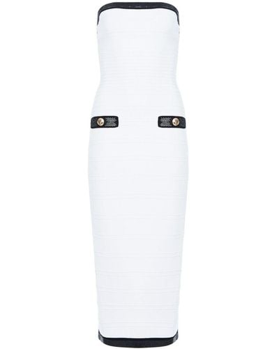 retroféte Jenn Ribbed Strapless Dress - White